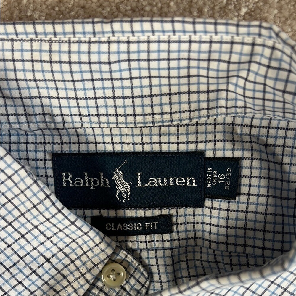 Ralph Lauren Men's‎ Blue Checkered Shirt Classic Fit 16.5